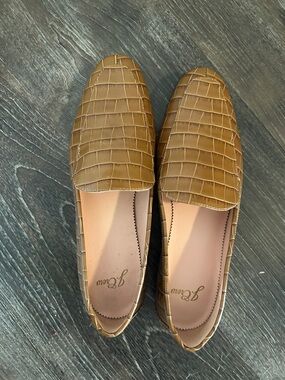 J. Crew Croc-Embossed Tan Loafers